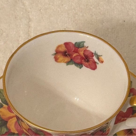 Crown Trent Staffordshire England Multi Colored Roses Cup & Saucer Set - Picture 2 of 7